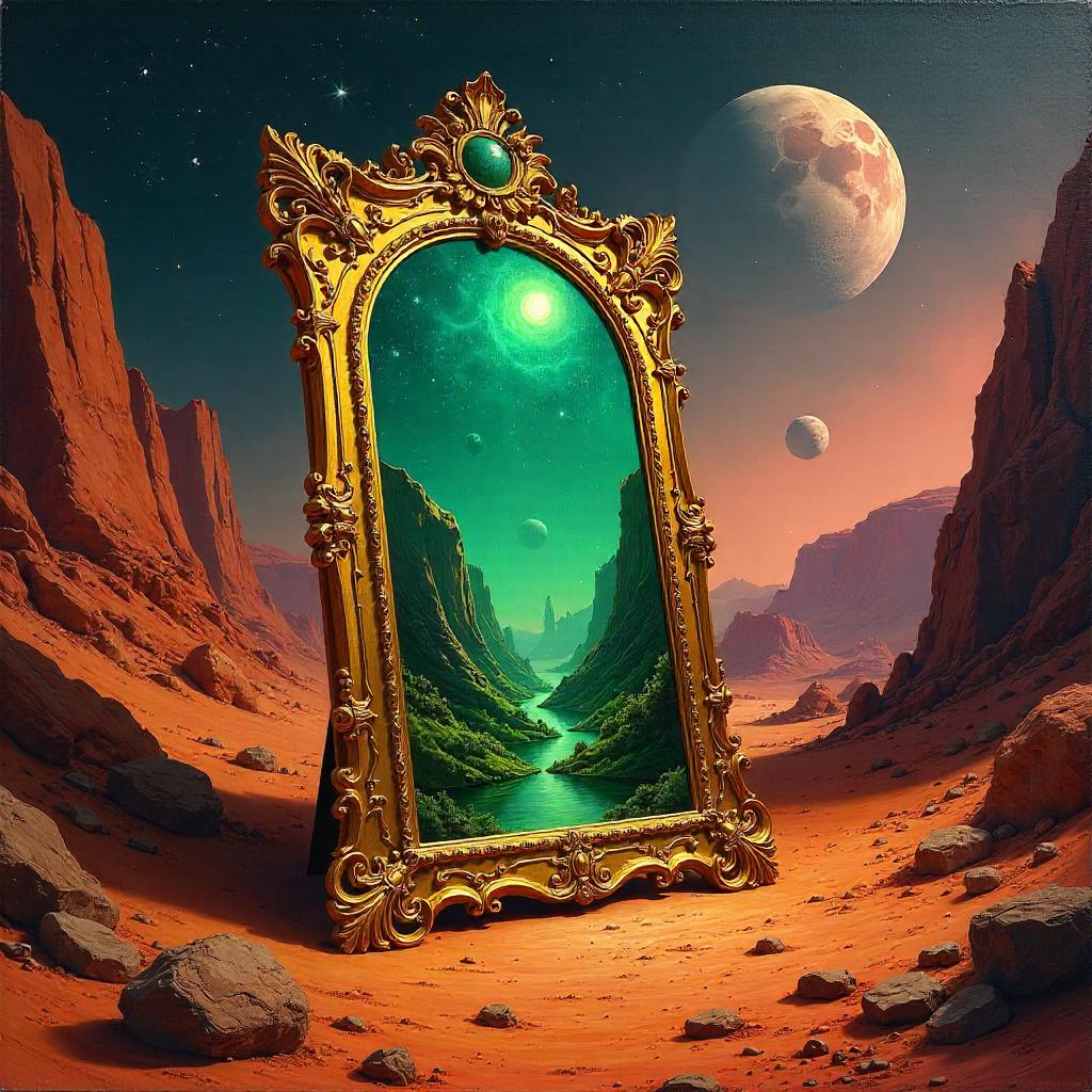 Magic Mirror on Mars in Oil Painting