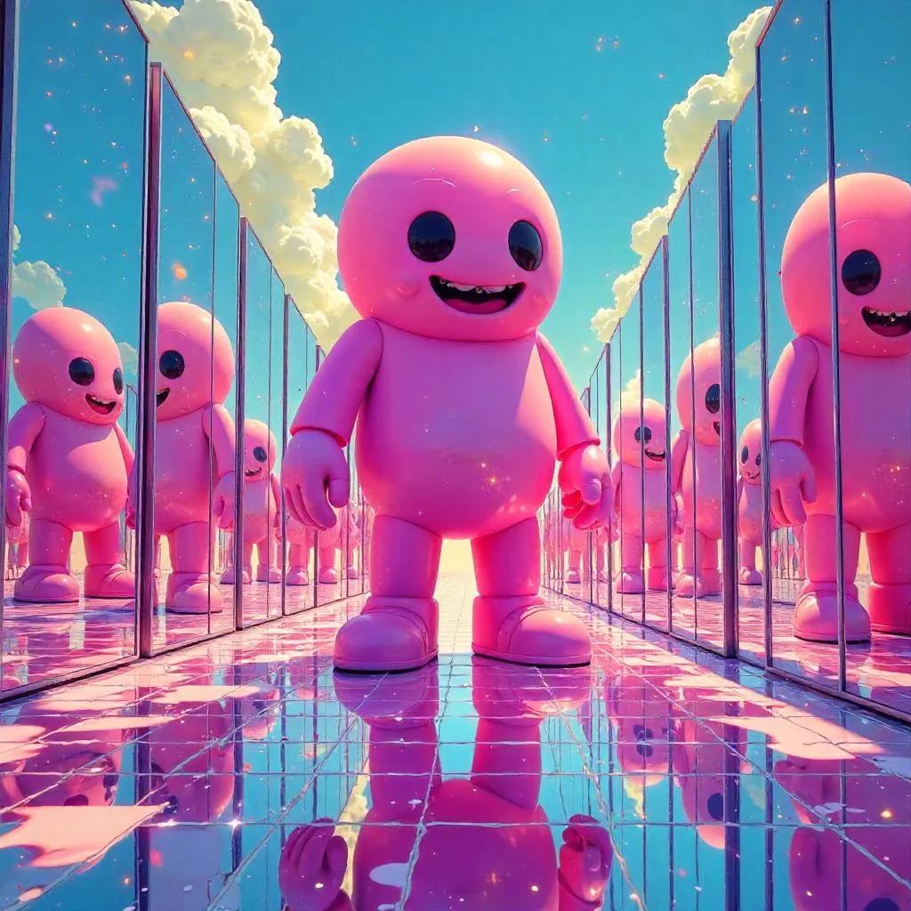 Giant Cartoon in a Shimmering Mirror Dimension