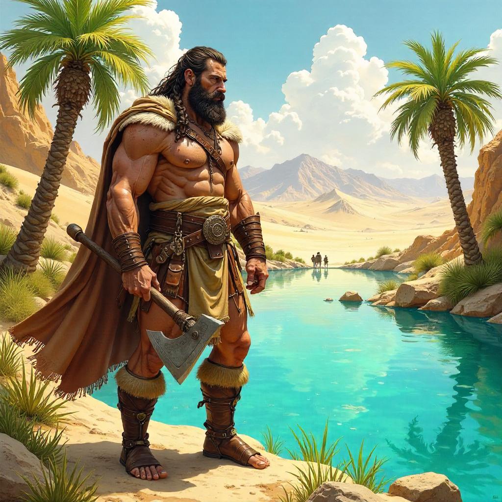 Barbarian at an Oasis — Watercolor Dream