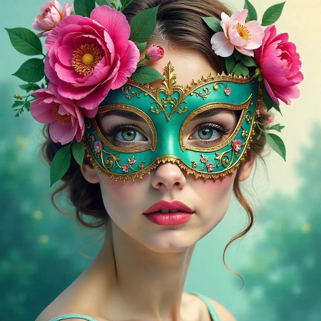 Dreamy Portrait with Floral Mask