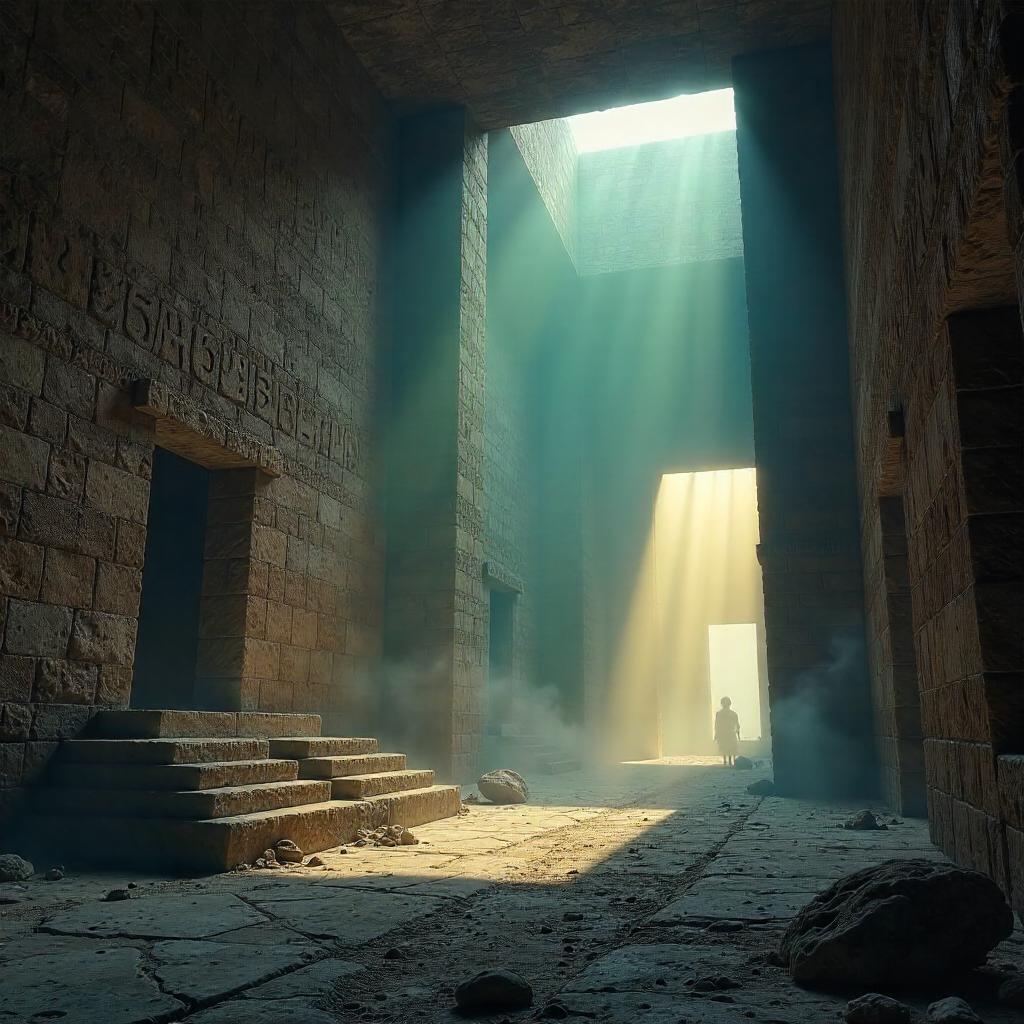 Fog Inside a Photorealistic Pyramid Interior