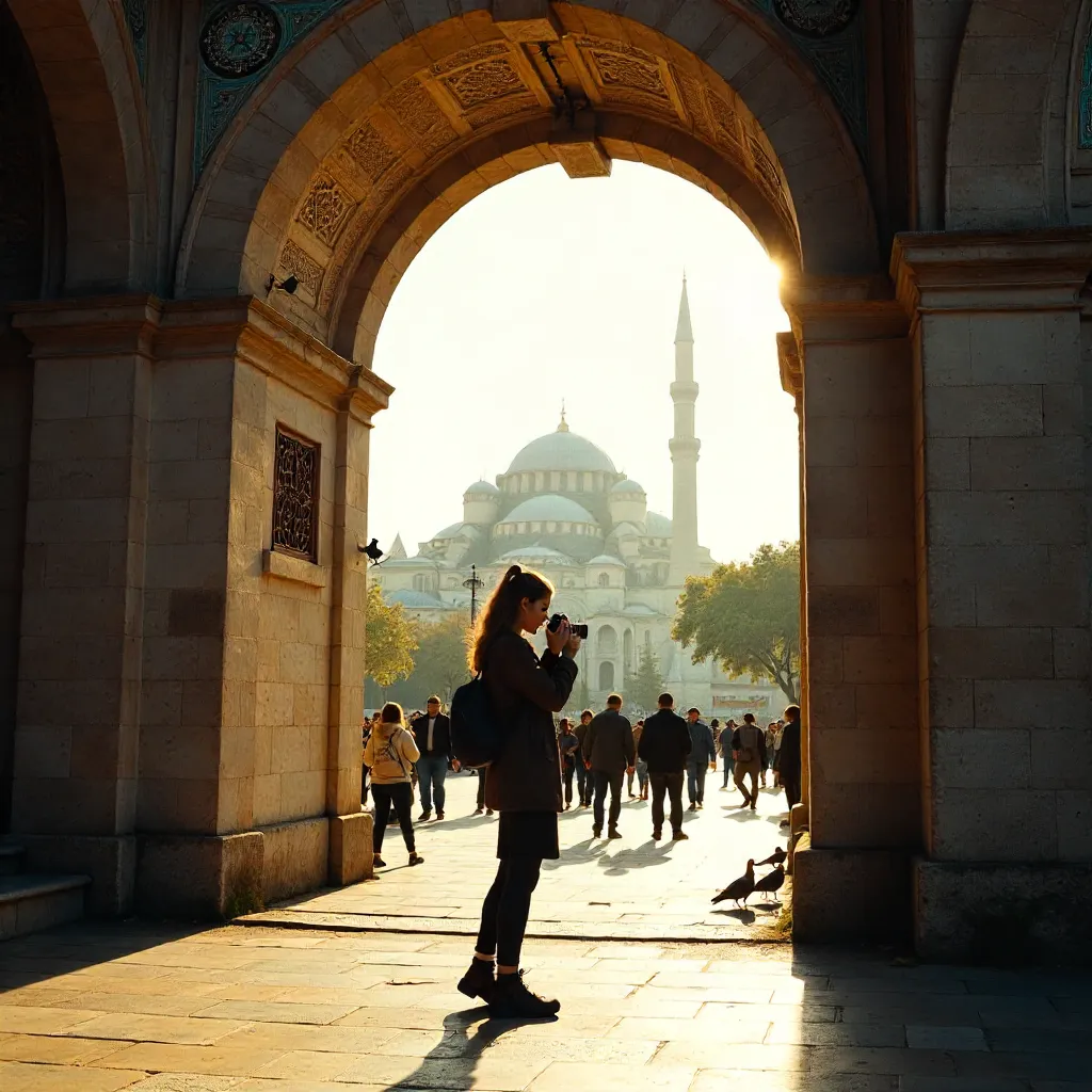 Moment in a Historic Istanbul Archway