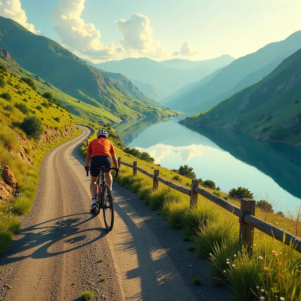 Cyclist in a Serene San Luis Potosí Landscape