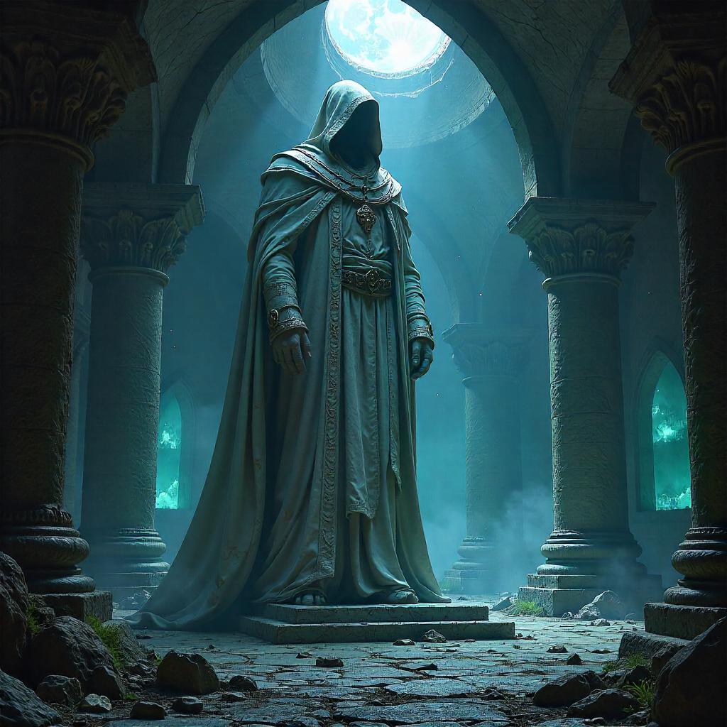Crypt Guardian: Concept Art Statue in Darkness