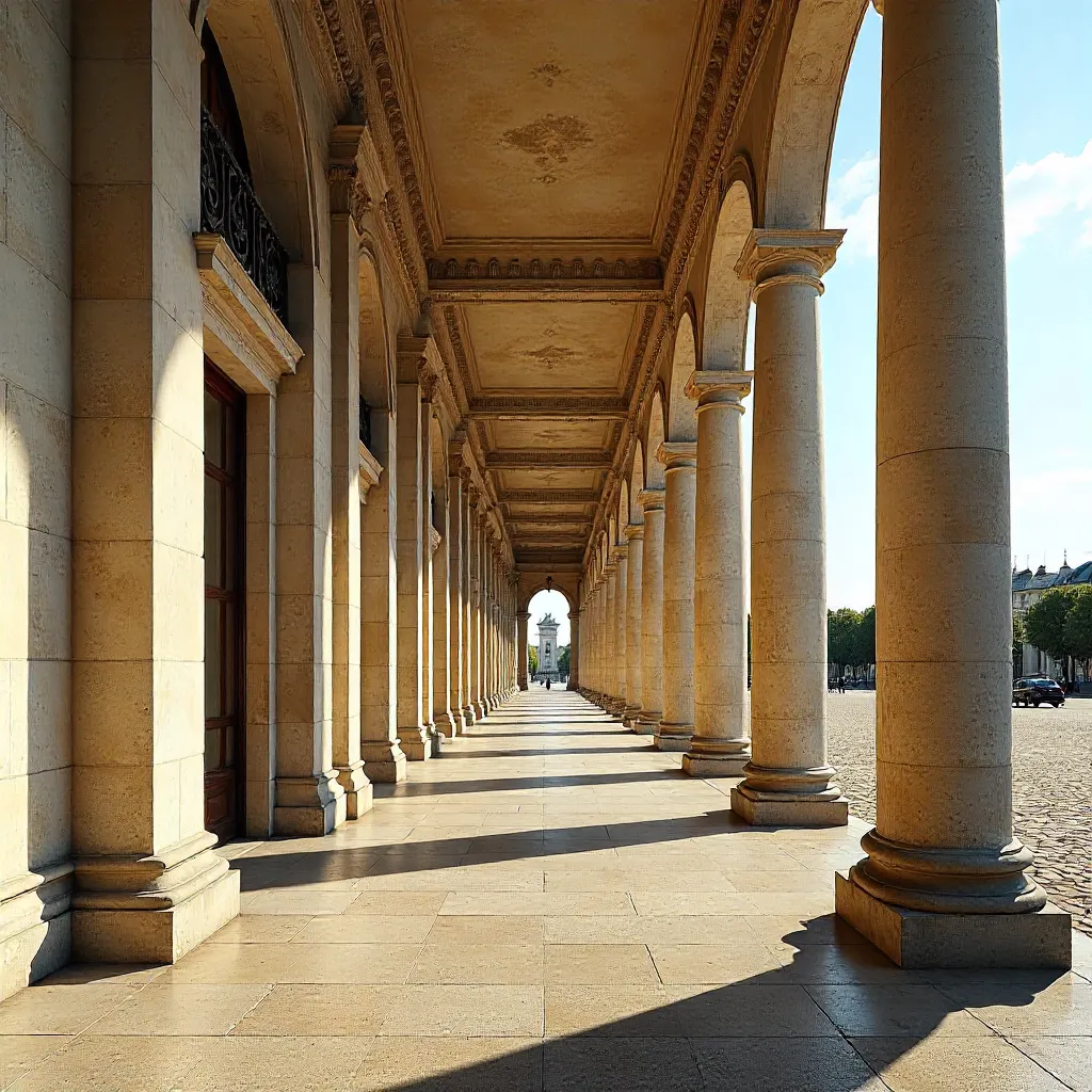 Elegant Palais Royal Colonnade in Dramatic Light