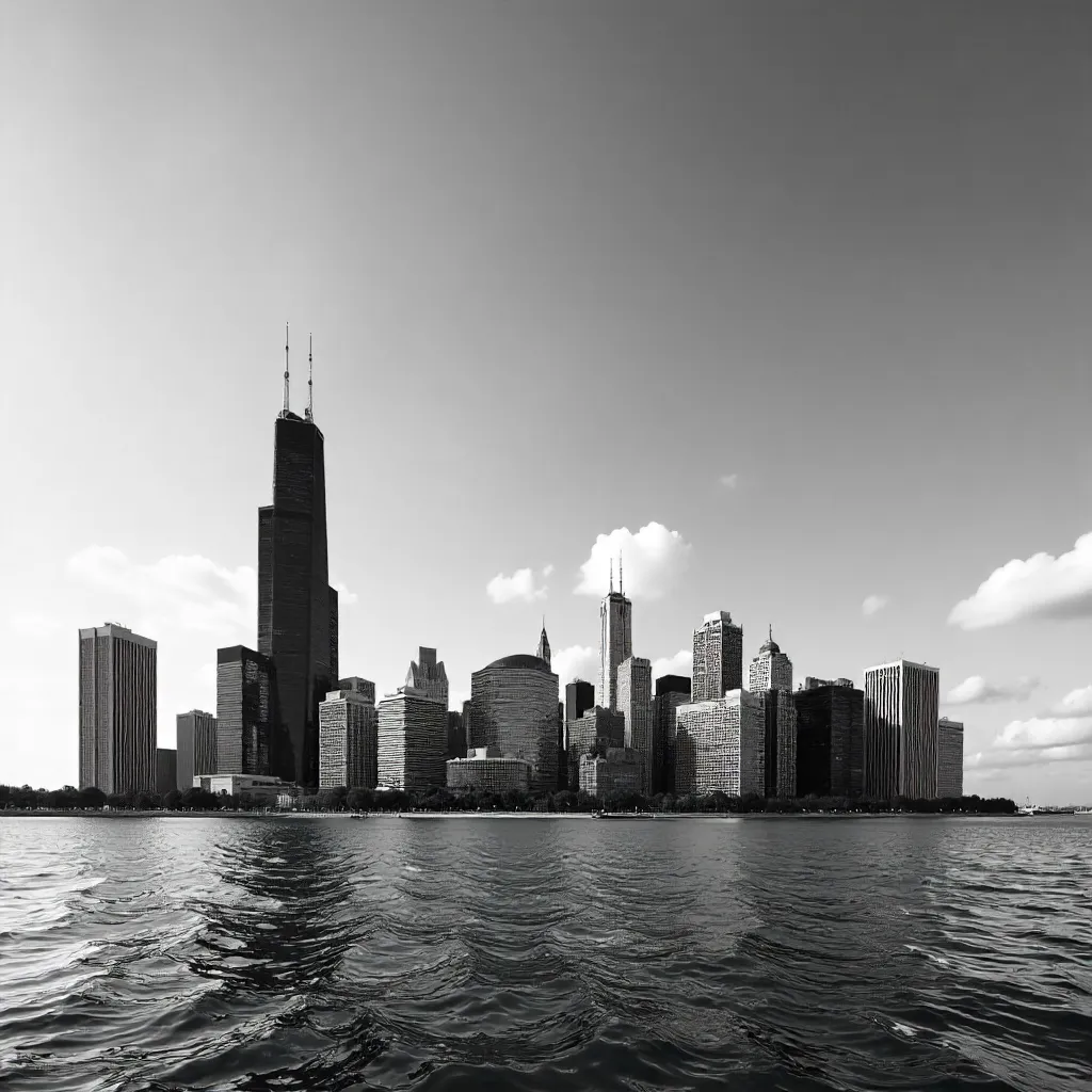 Stunning Black and White Chicago Skyline