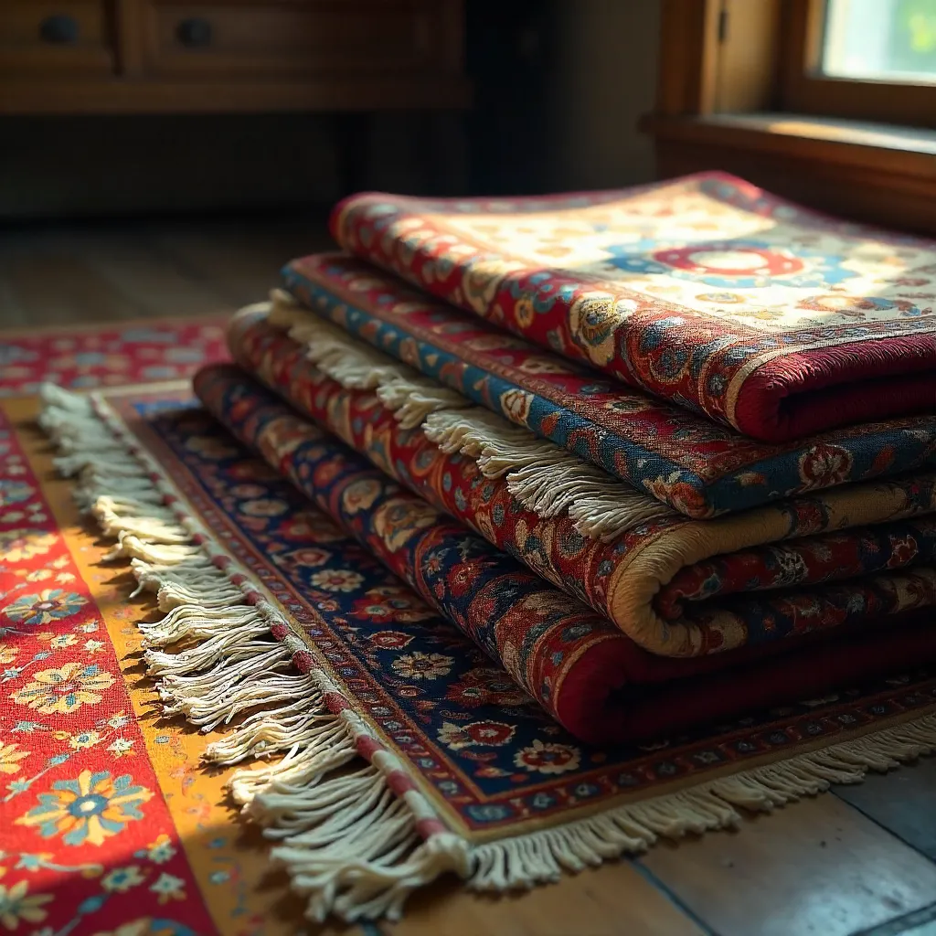 Stacked Persian Rugs: Intricate Colorful Textures