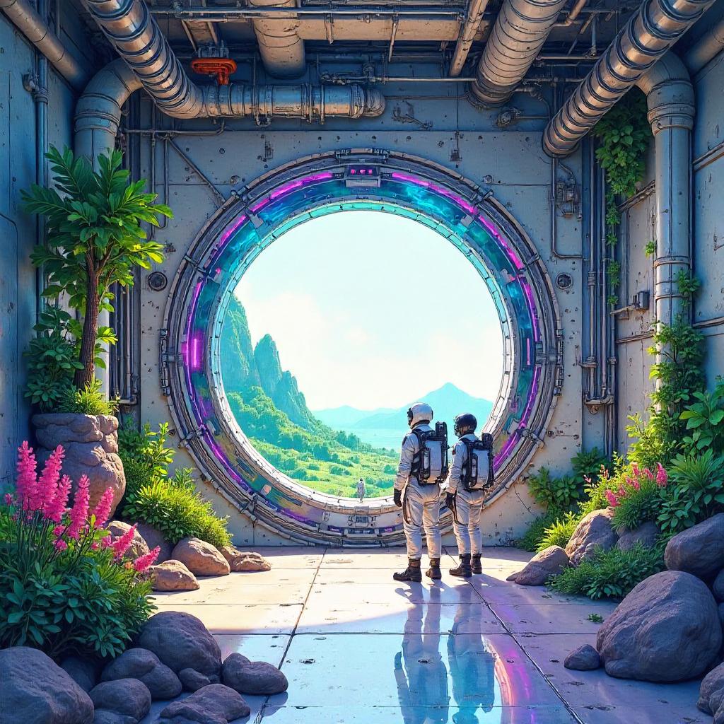 Watercolor Portal in a Terraforming Station