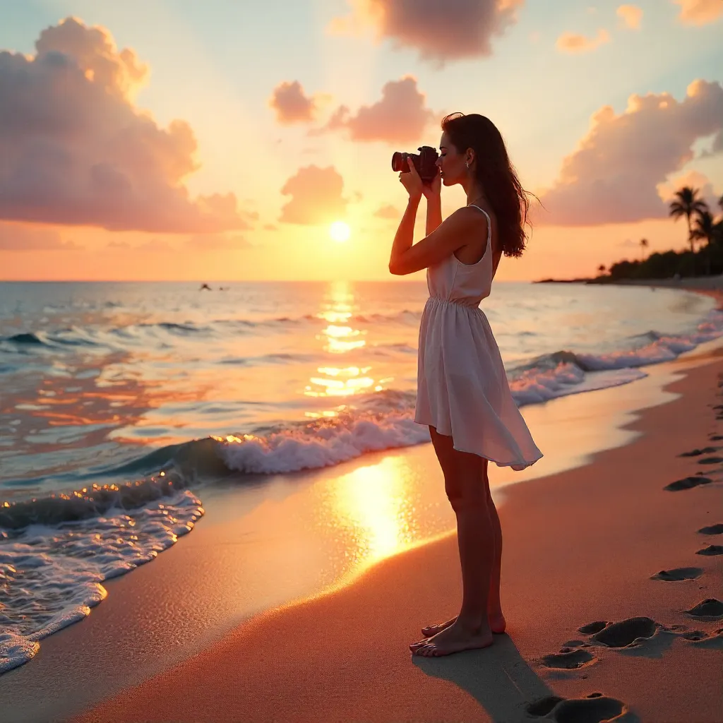 Sunset Beach Photographer Capturing Serene Ocean Views