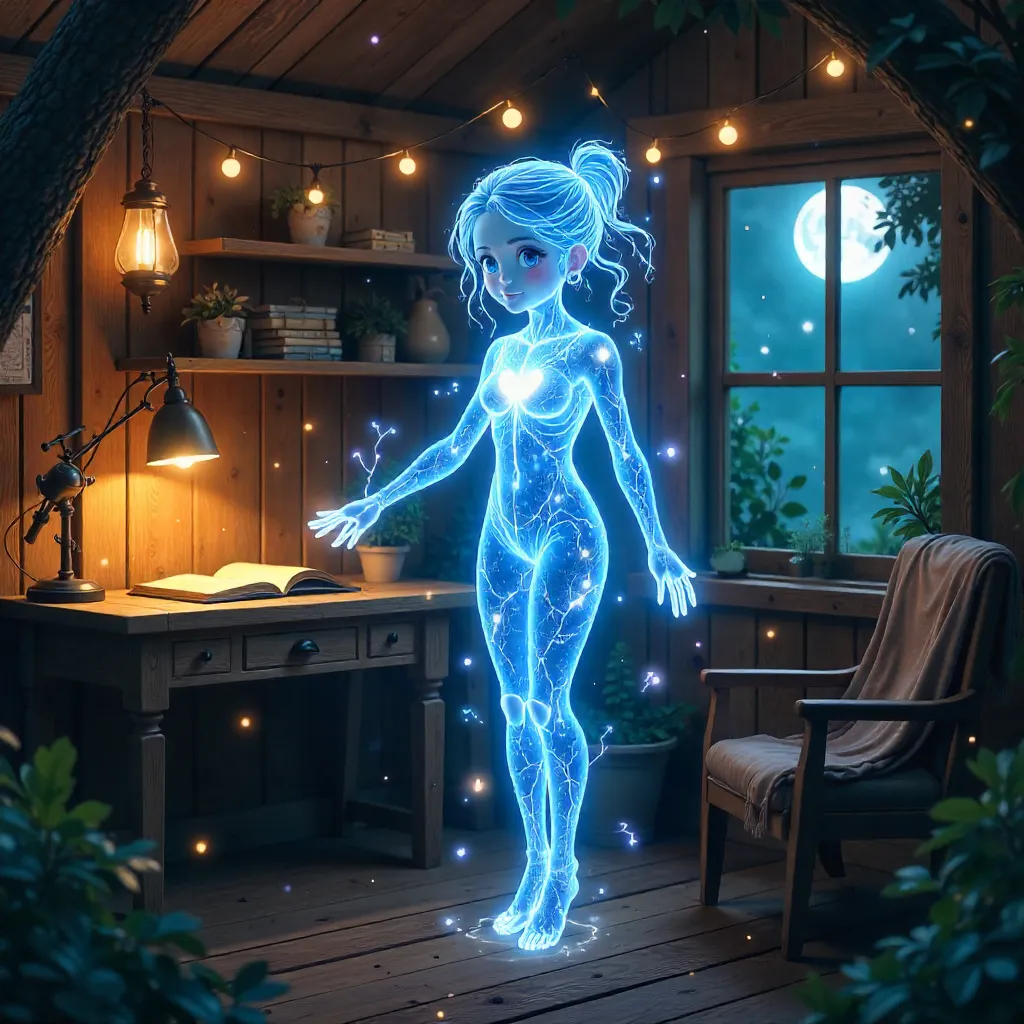 Electric Spirit in a Cozy Treehouse