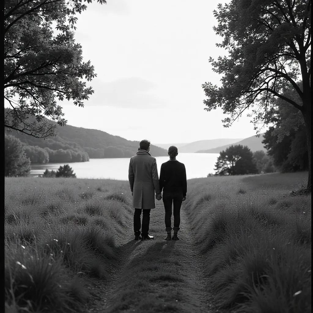 Separated by Silence: A Black-and-White Outdoor Moment