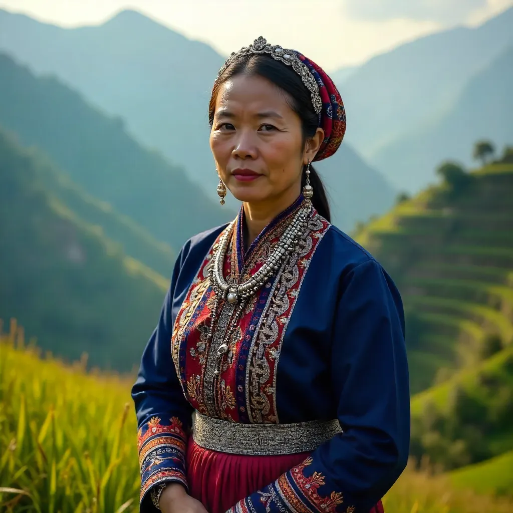 Portrait of a Hmong Woman in Lao Cai, Vietnam