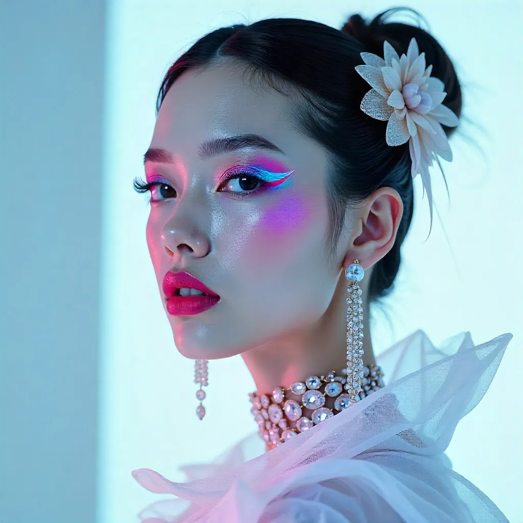 Ethereal Studio Portrait: Bold Makeup & Jewelry