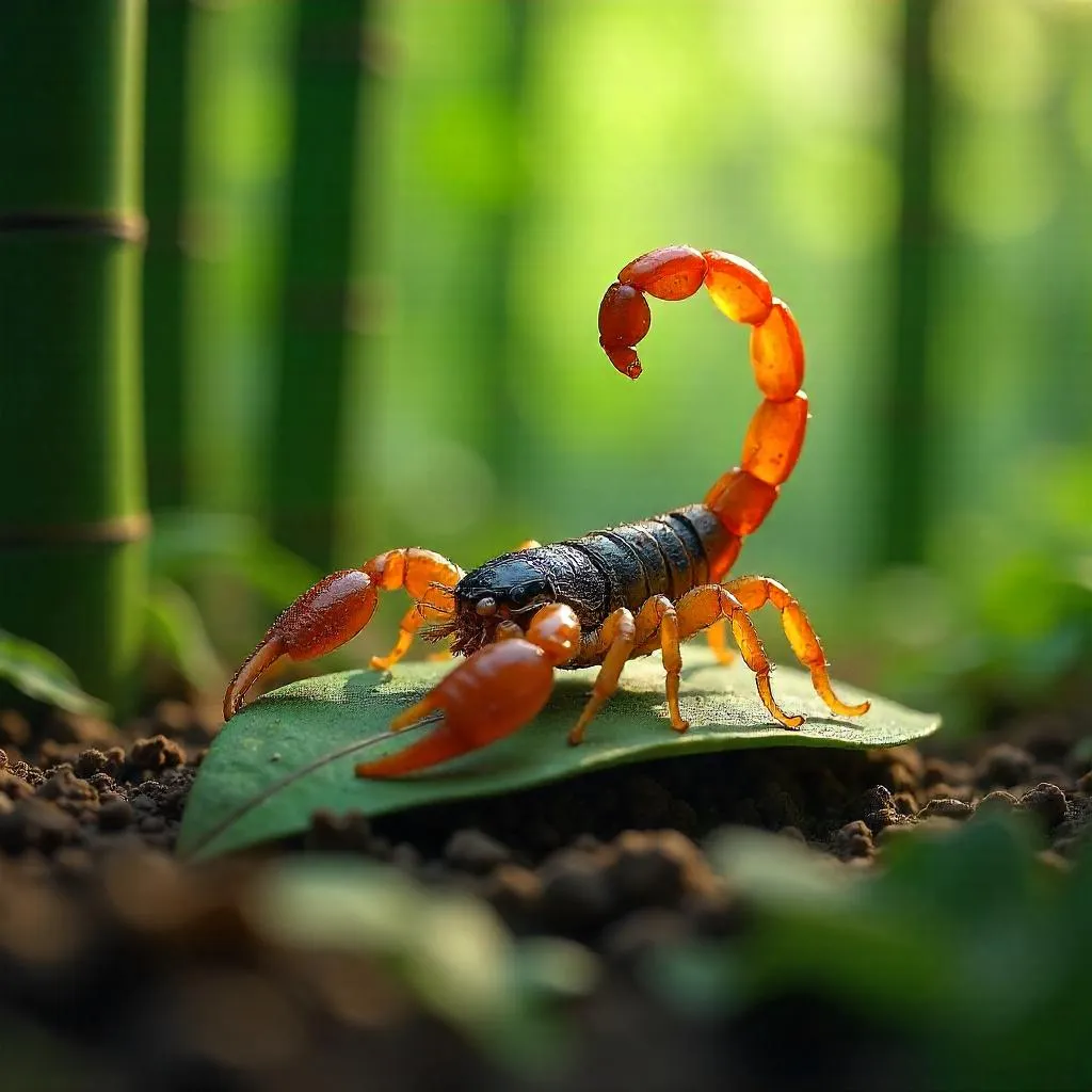 Photorealistic Scorpion in a Bamboo Grove