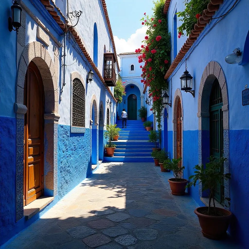 Striking Blue Facade of Chefchaouen's Old Town