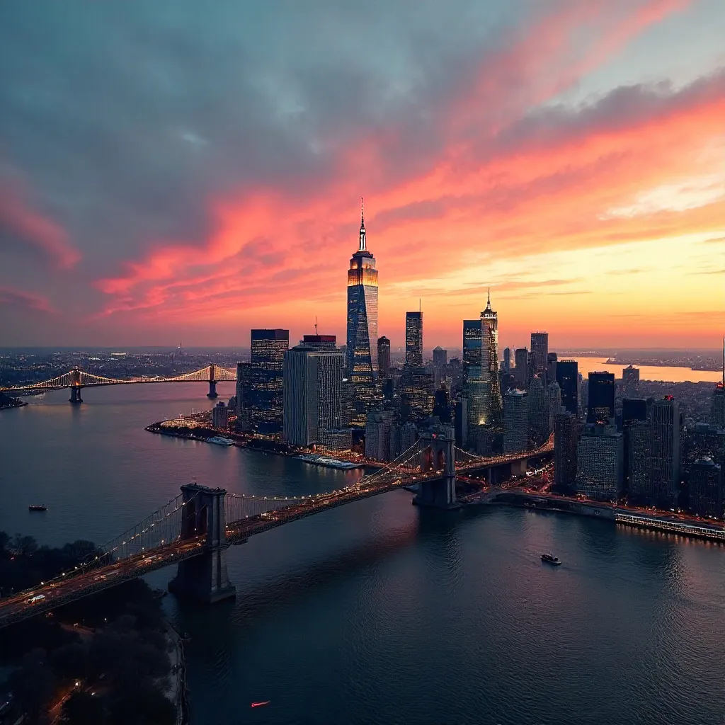 Golden Hour NYC Skyline Panorama