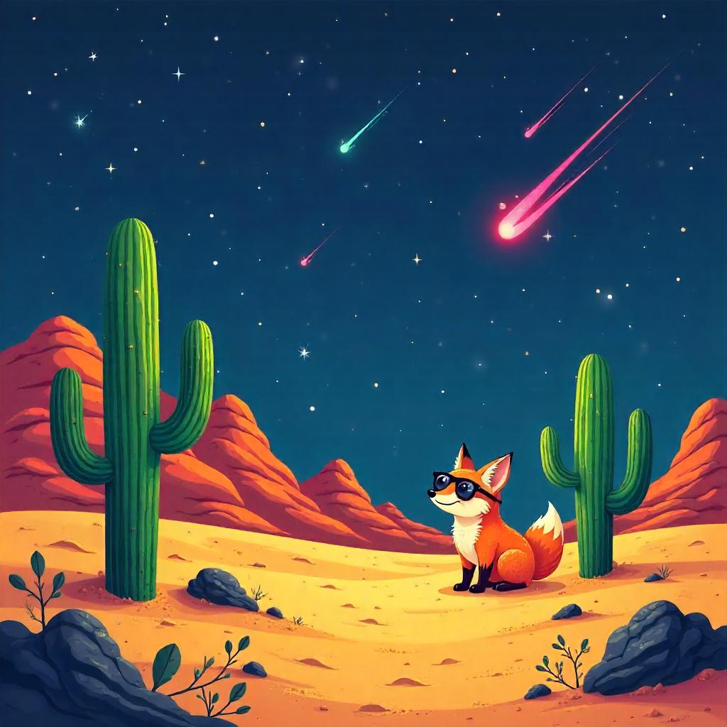 Cartoon Desert Meteor Shower