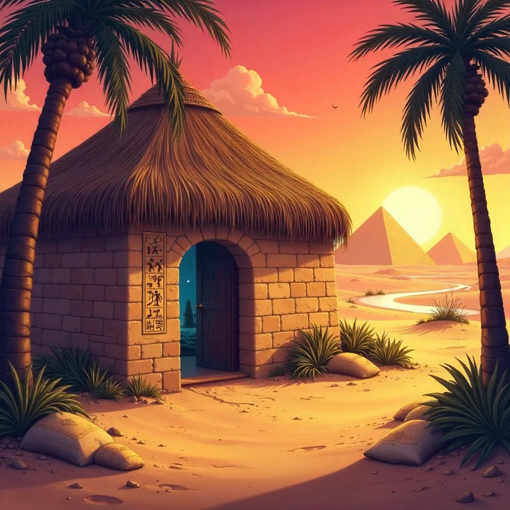 Anime-Style Desert Hut in Ancient Egypt