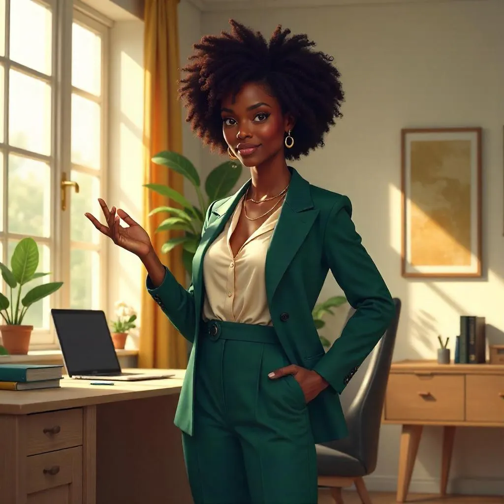 Confident Black Woman in Home Concept Art