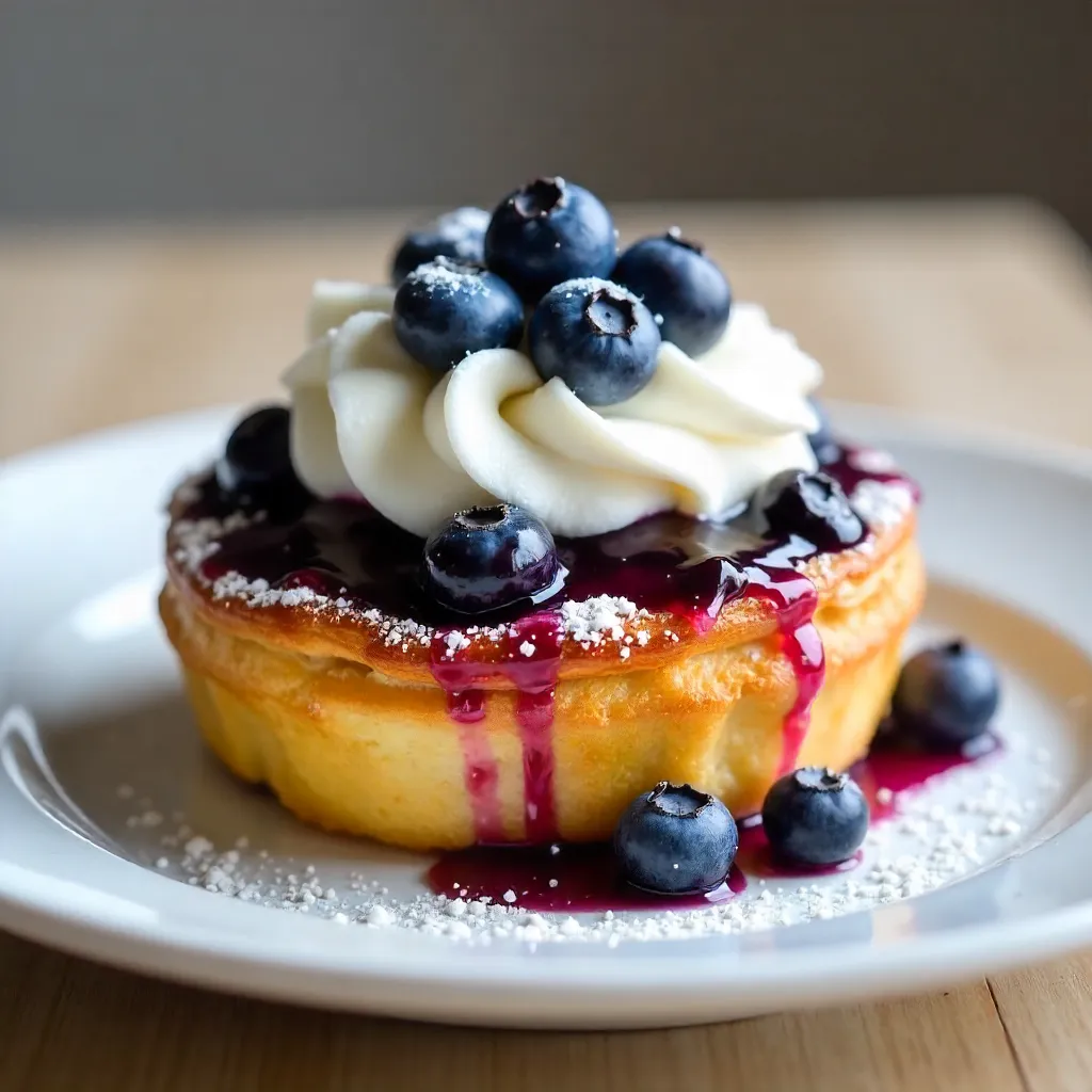 Blueberry Cream Pastry on White Plate