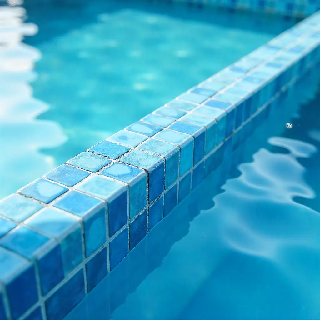 Calm Abstract Blue Tile Pool Edges