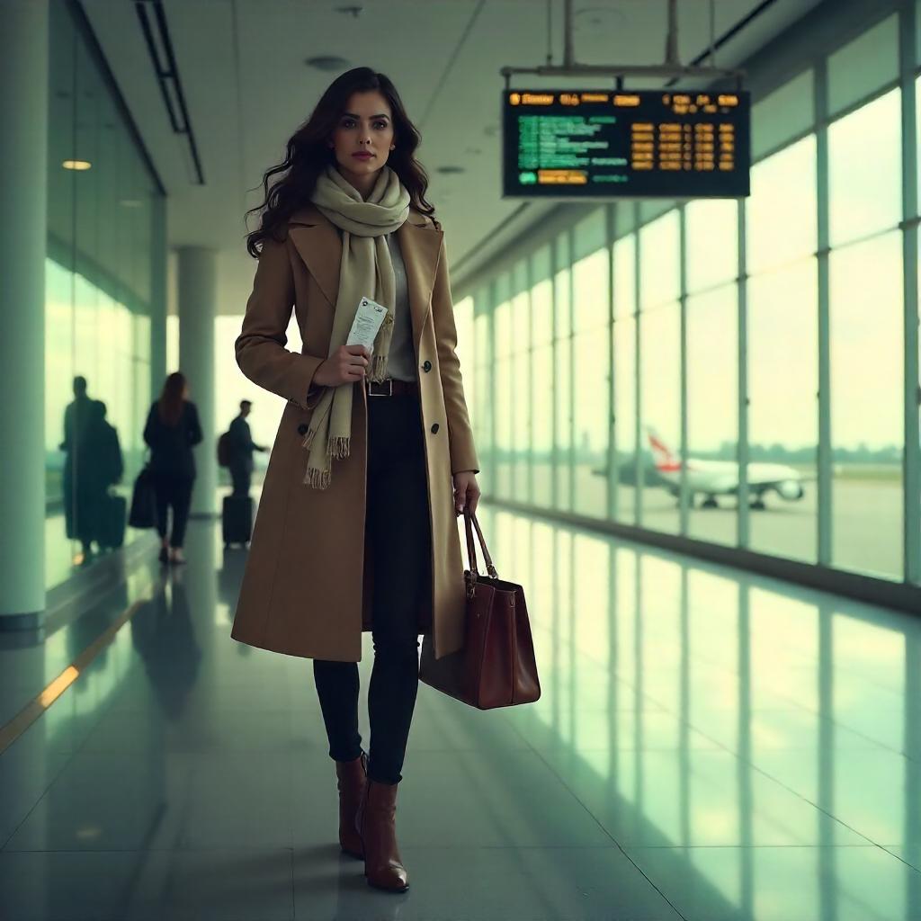 Elegant Latina Woman in an Airport — Concept Art