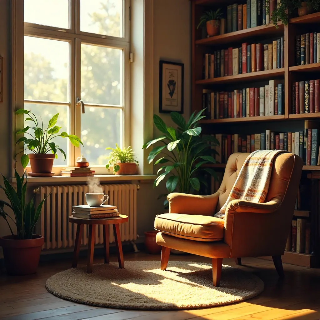 A Warm Bookstore Corner in Natural Light