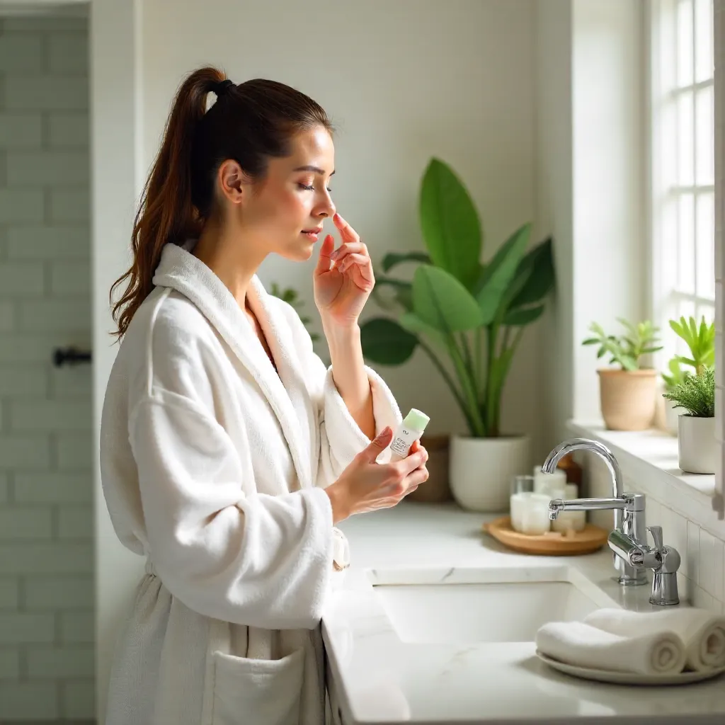 Radiant Wellness: Skincare in a Bright Bathroom