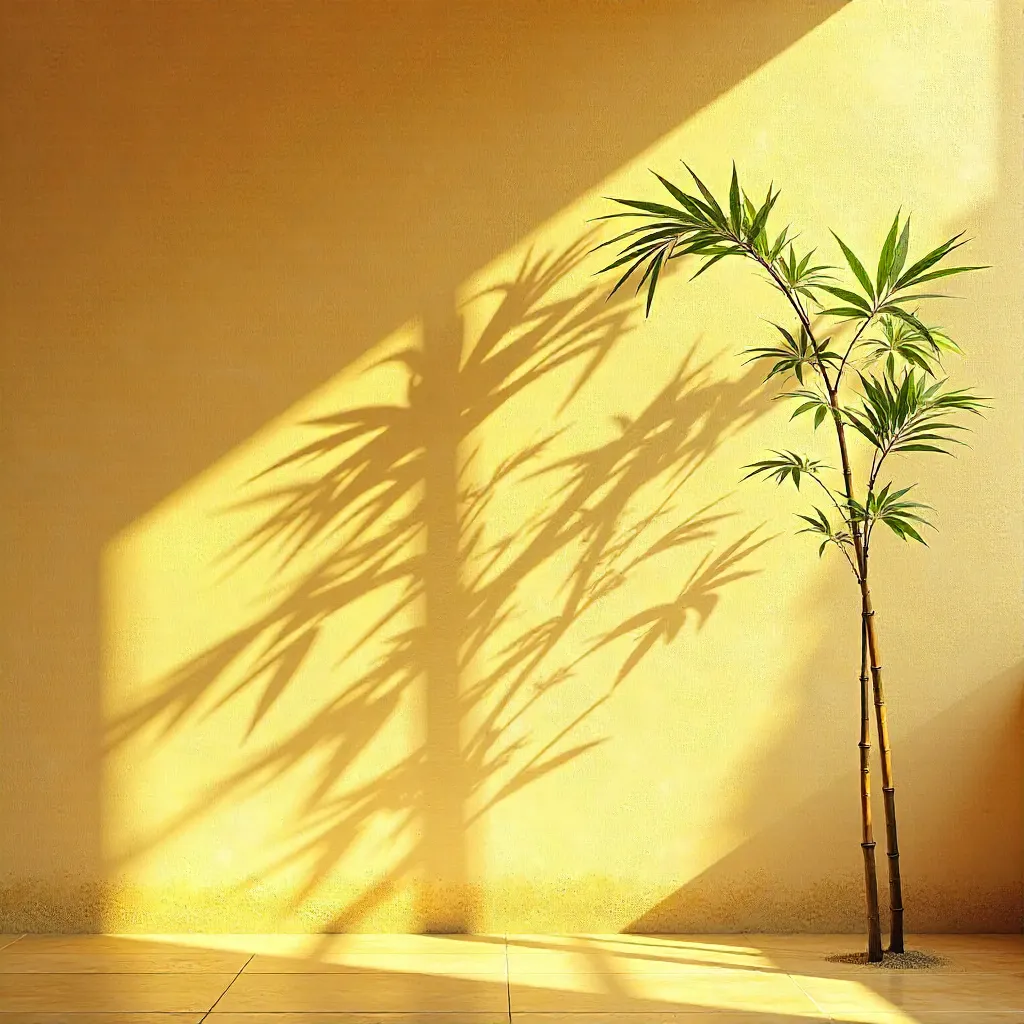 Shadows of Bamboo on a Golden Wall