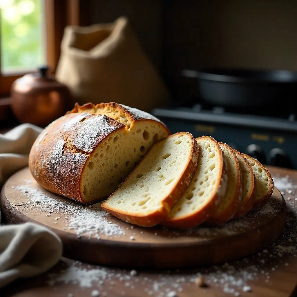 Rustic Sourdough Slices on Wooden Board