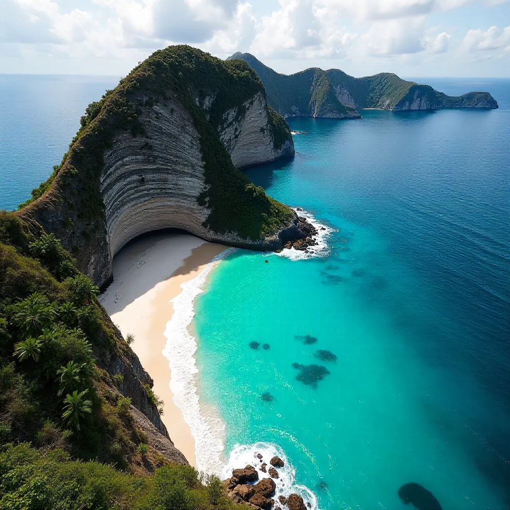 Aerial Majesty over Kelingking Beach, Bali