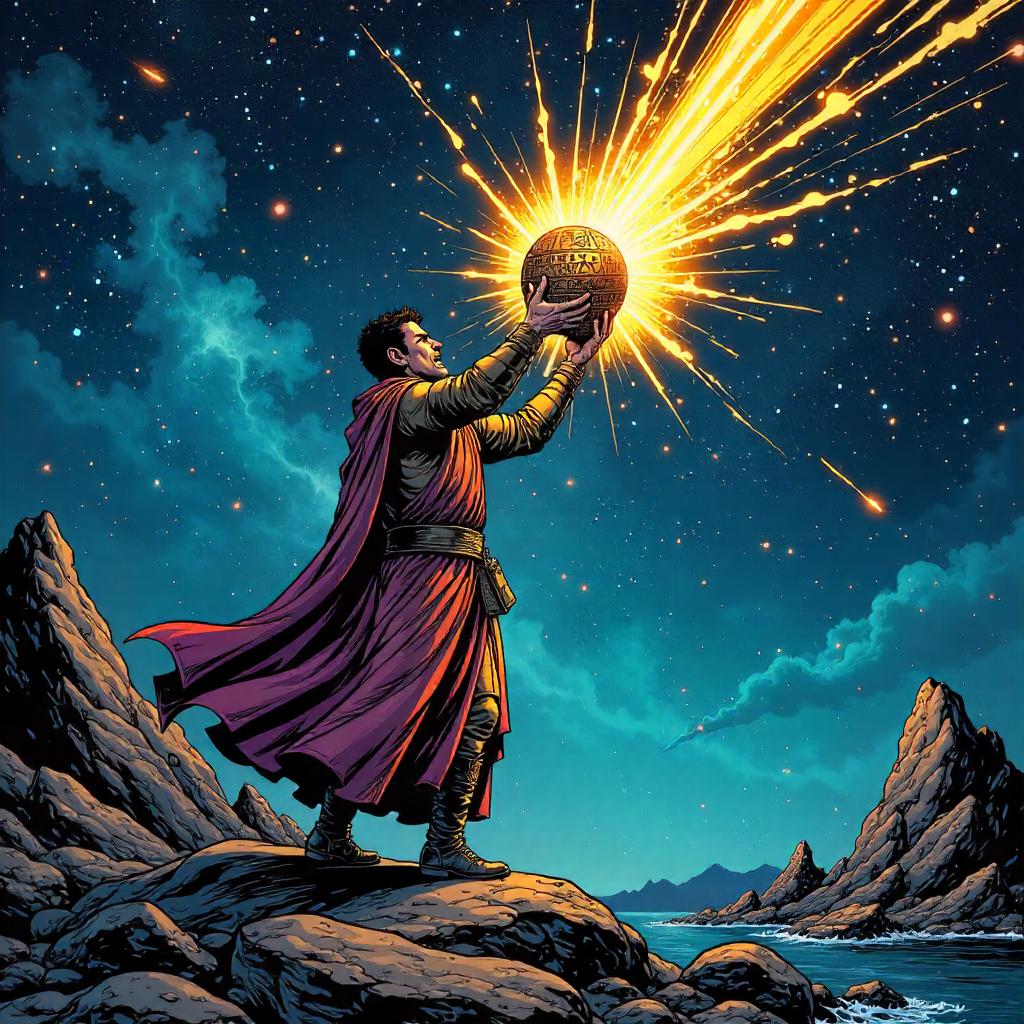 Sacred Relic in a Meteor Shower - Comic Scene