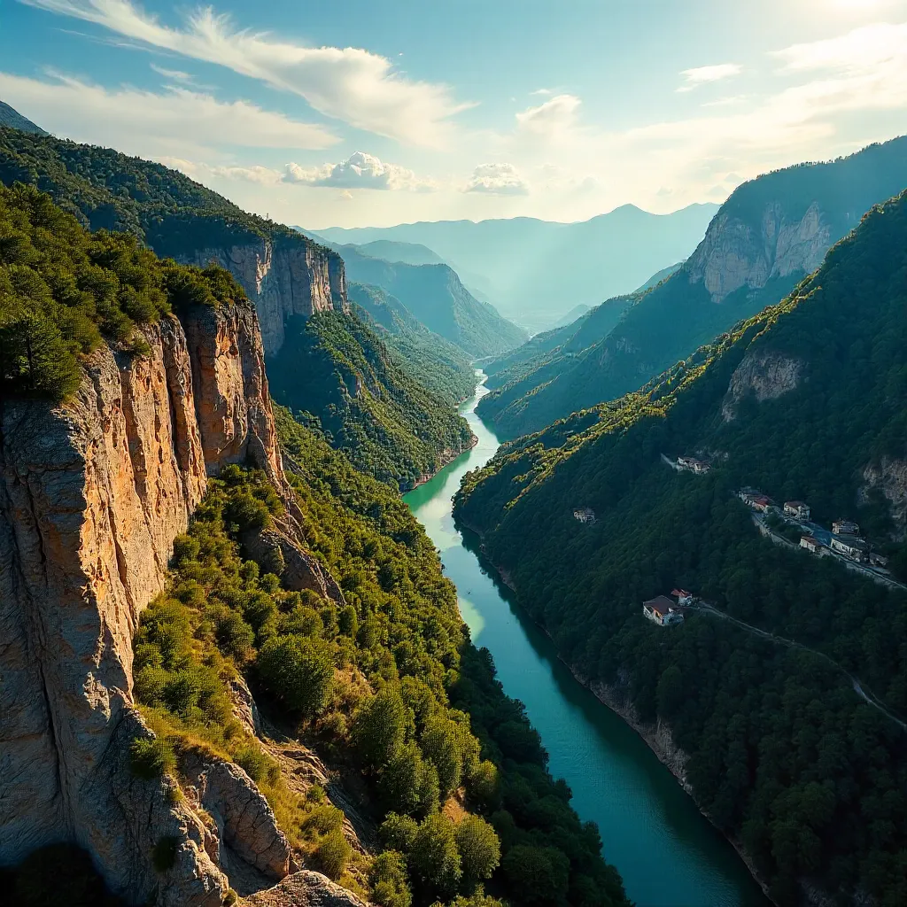 Aerial Majesty over Occitanie: Rugged Peaks and Winding Roads