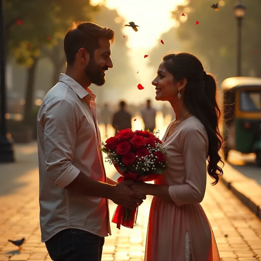 Heartfelt Rose Bouquet Exchange in New Delhi
