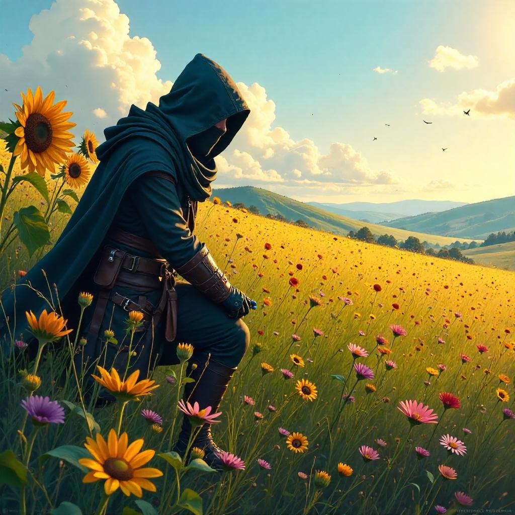 Thief in a Vast Flower Field - Concept Art