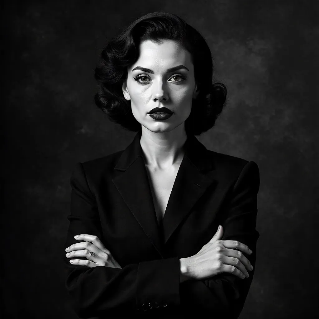 Crossed-Arms Vintage Noir Portrait