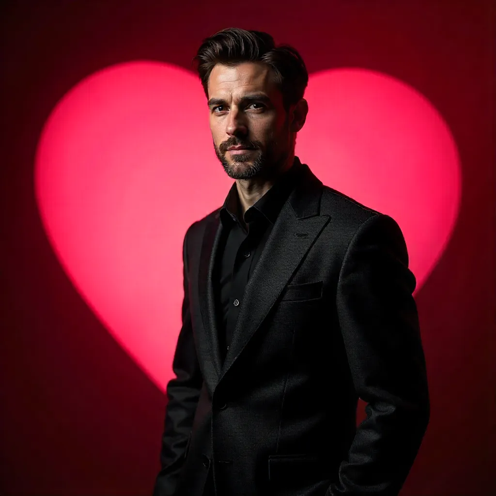 Romance Illuminated: Man Before a Heart Projection