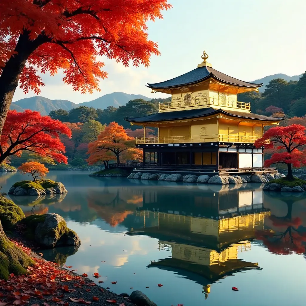 Autumn Golden Pavilion at Kinkaku-ji, Kyoto