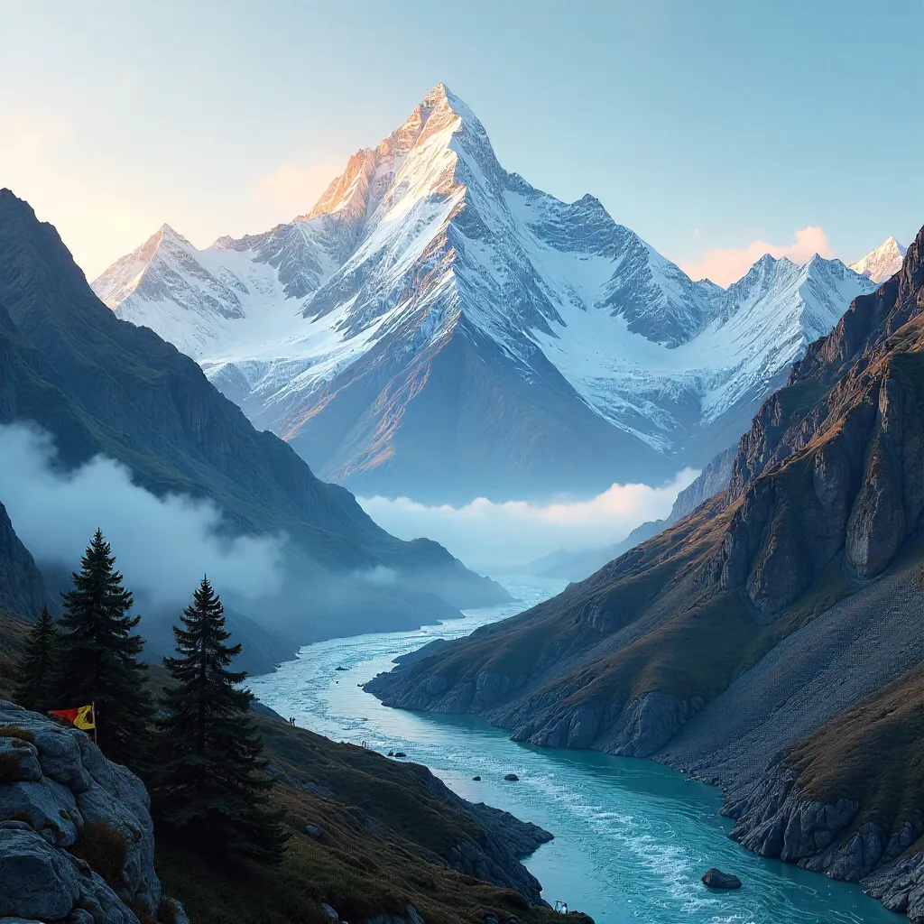Snow-Capped Himalayan Vista with a Flowing River