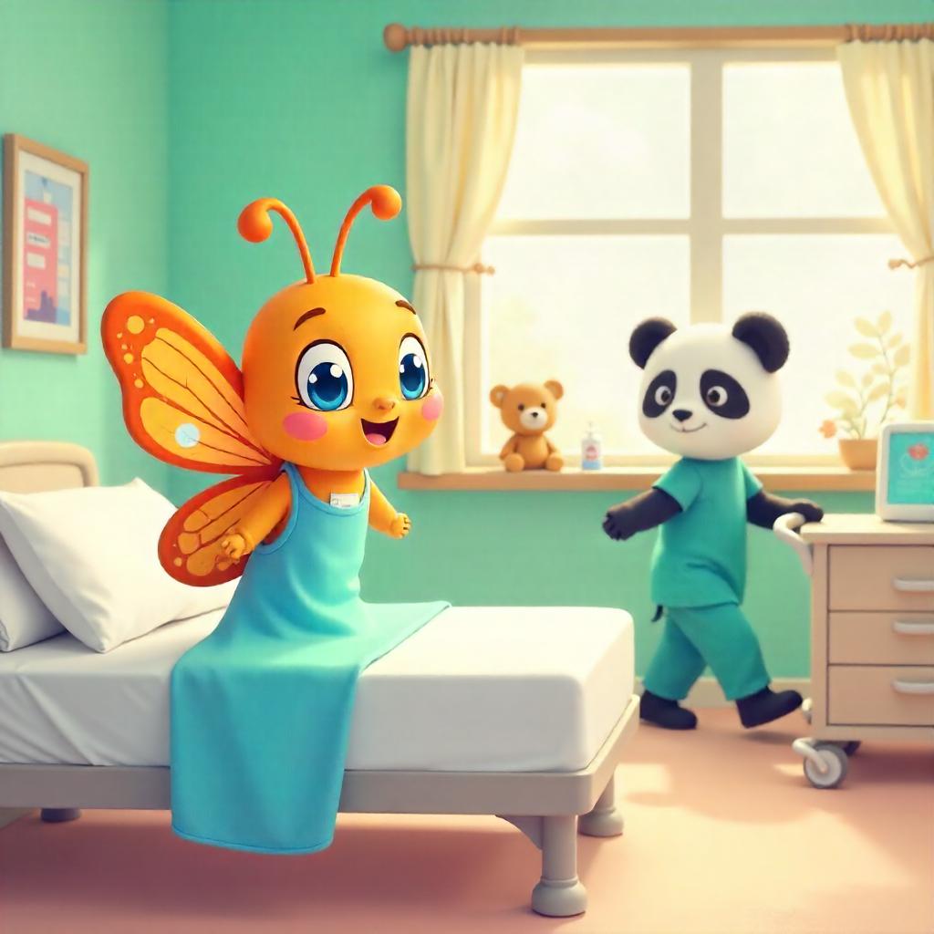 Friendly Butterfly in a Cheerful Hospital Ward