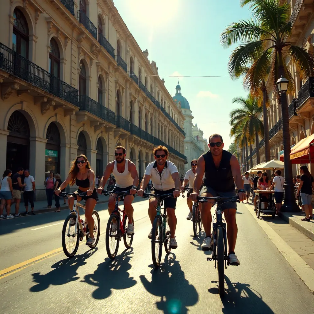 Cyclists Biking Past Hotel Imperial in Mexico City