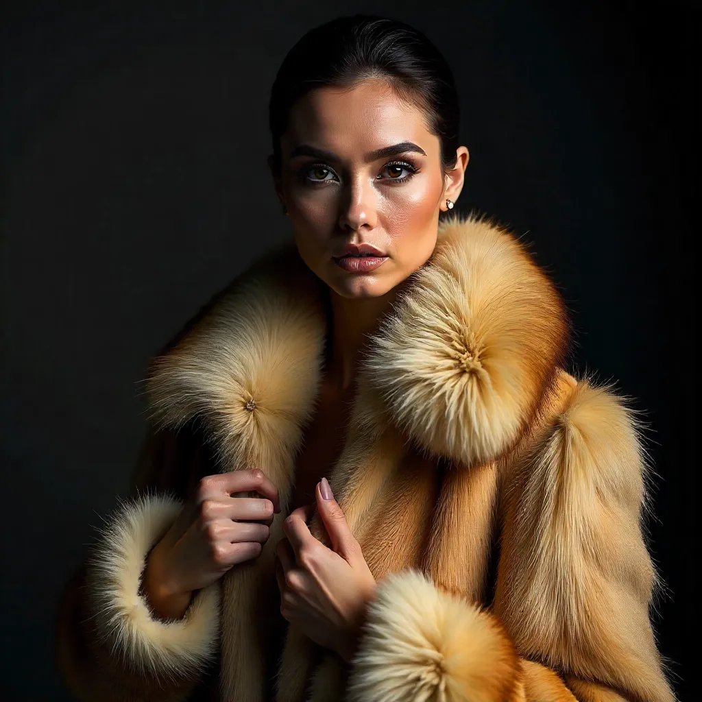 Dramatic Fashion Portrait in Luxury Fur Coat
