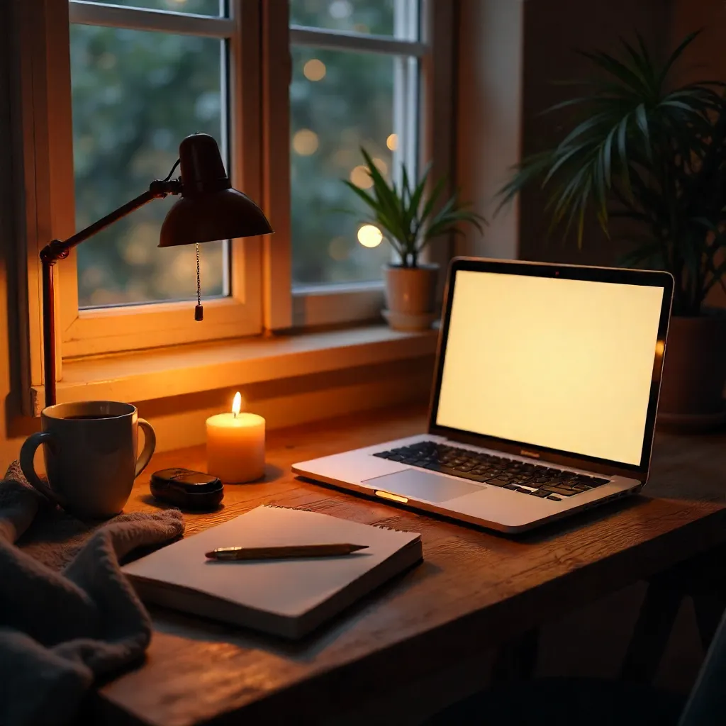Warm Evening Workspace for Relaxation