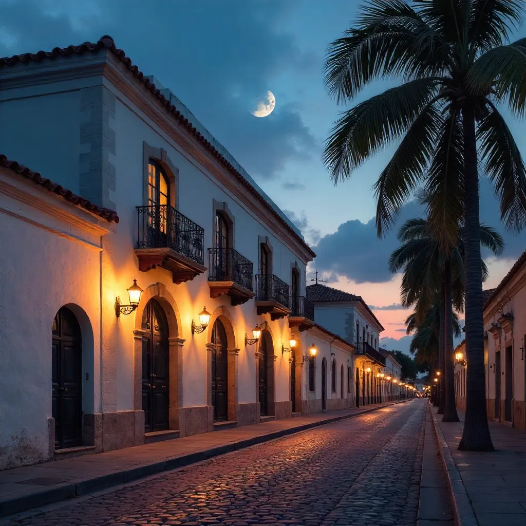 Crescent Moon over Merida's Quiet Twilight