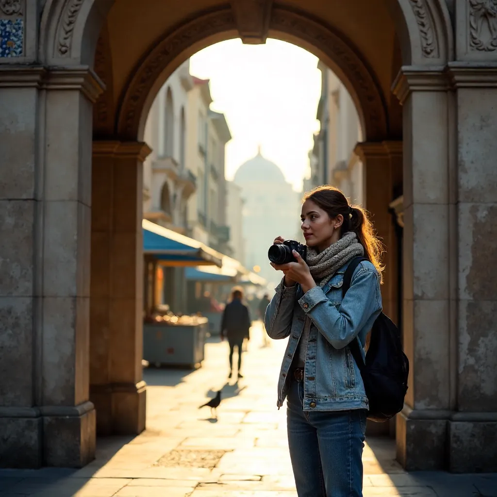 A Young Photographer Under Istanbul's Historic Archway