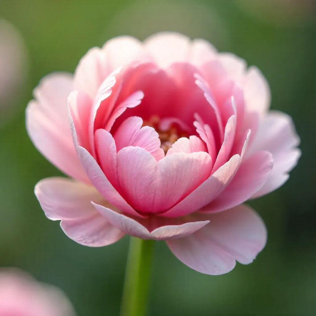 Close-Up of Delicate Pink Ranunculus Blossoms