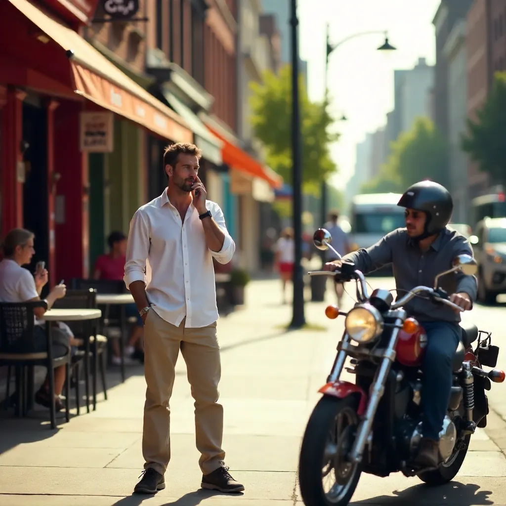 Sunny Street Moment: Man on the Phone