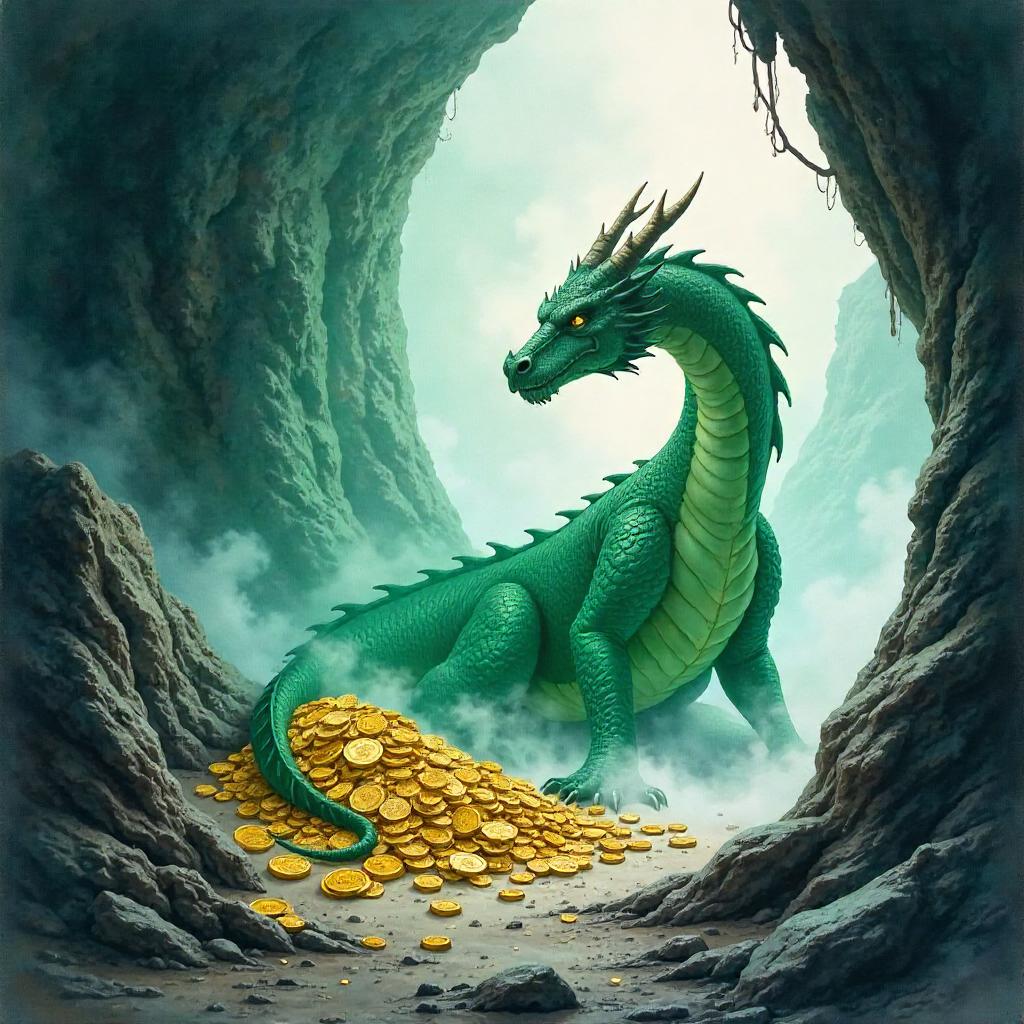 Fogbound Dragon's Lair in Watercolor