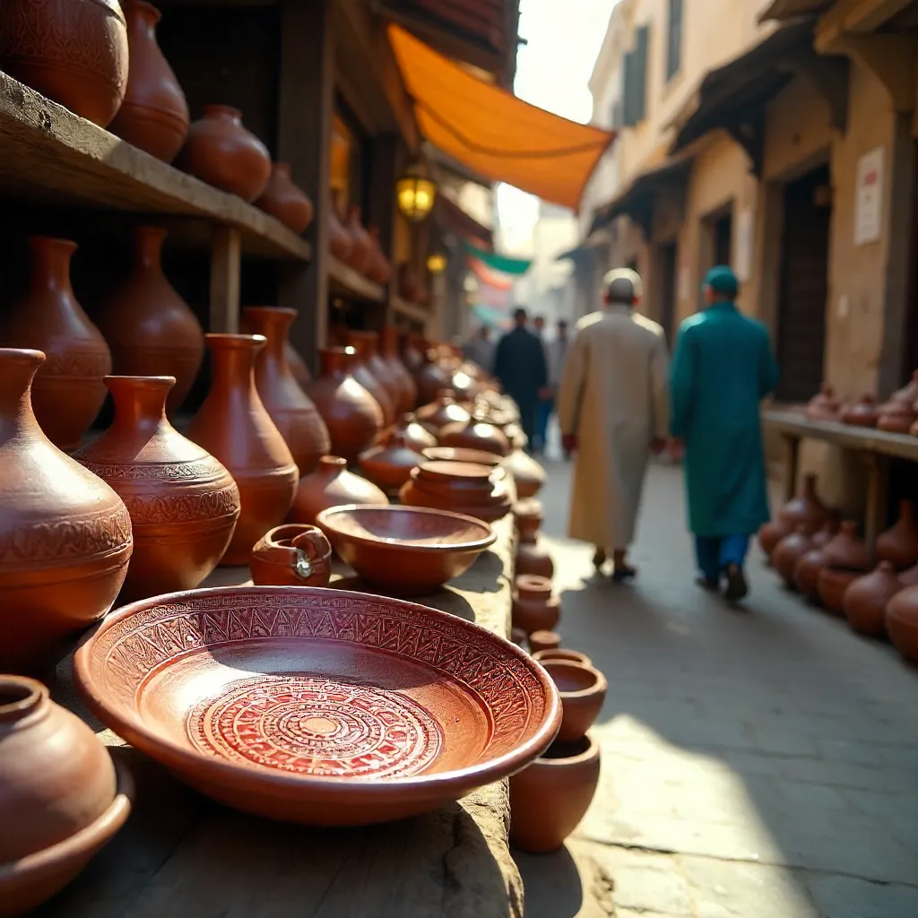 Fez Market Handcrafted Red-Design Moroccan Pottery