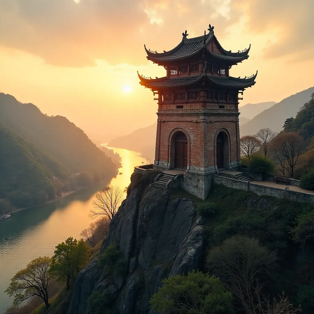 Golden Hour Over Meizhou's Historic Tower